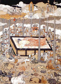 紙本淡彩釈迦涅槃図