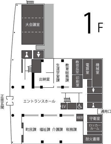 市川三郷本庁舎内配置図1F