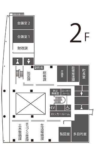 市川三郷本庁舎内配置図2F