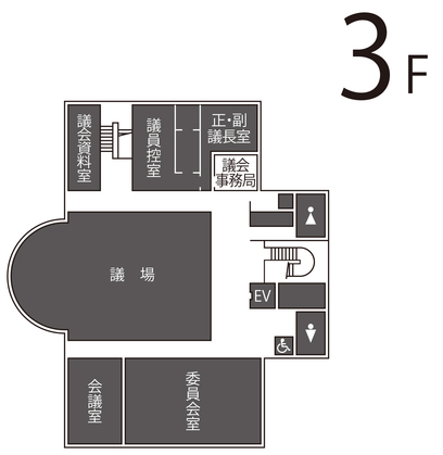 市川三郷本庁舎内配置図3F