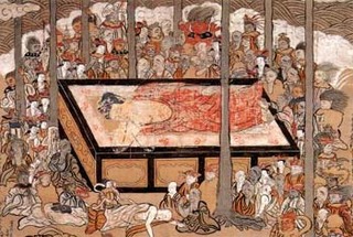 紙本淡彩釈迦涅槃図